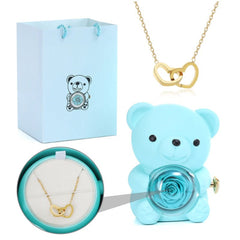 Forever Rose Bear Heart Necklace