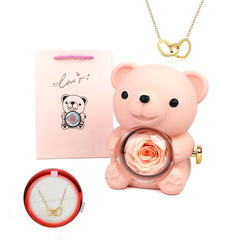 Forever Rose Bear Heart Necklace