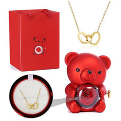 Forever Rose Bear Heart Necklace